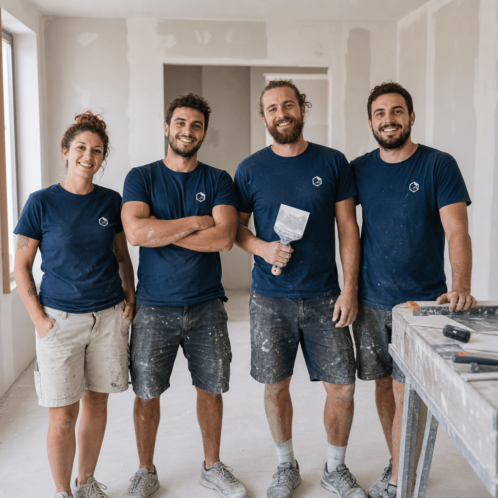 L'équipe ION ISO Plâtrerie sur un chantier fini